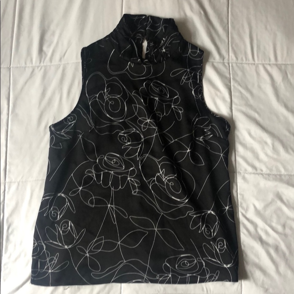 High neck floral outline blouse